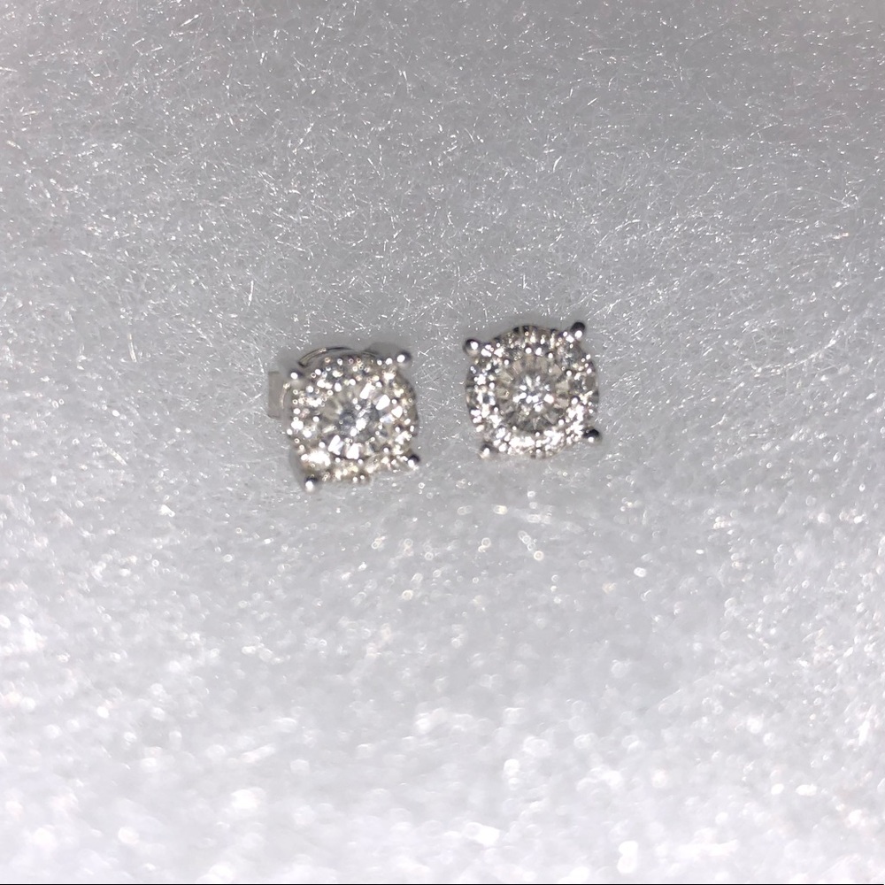 Genuine 14k white gold diamond earrings